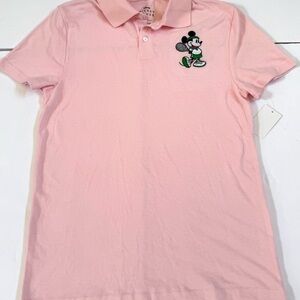 Disney Mickey Polo Shirt M Pink Tennis Style Resort Wear Beach Vacation Casual